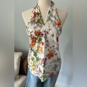 NWOT J.CREW Collection Flower Print Tie Back Top